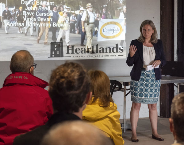 Karen Maddocks opening the Heartlands mining migration exhibition